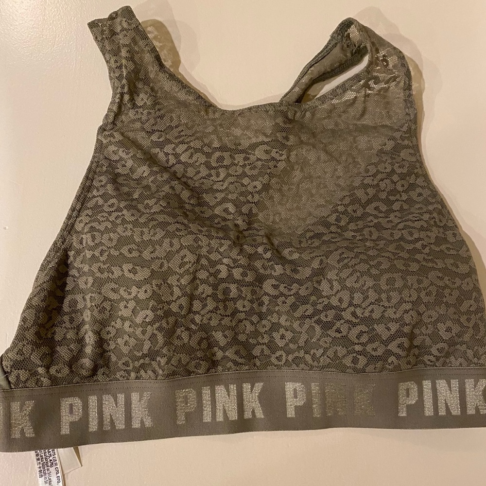 Pink animal print lace lounge bra size small